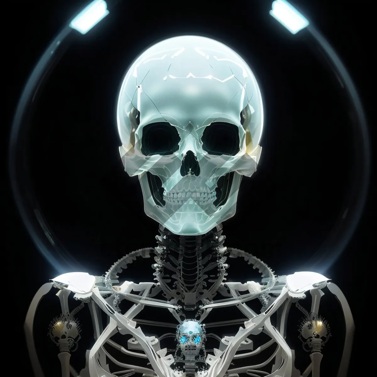 Picture of Skeleton Pirate Amulet in Spooky Cemetery Gravestone.