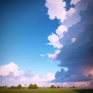 Vibrant Summer Sky with Fluffy Clouds