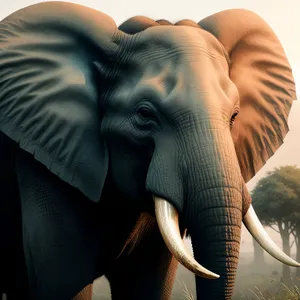 South African Bull Elephant in a Wildlife Safari