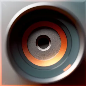 Black Circle Sound Icon with 3D Reflection: Acoustic Speaker