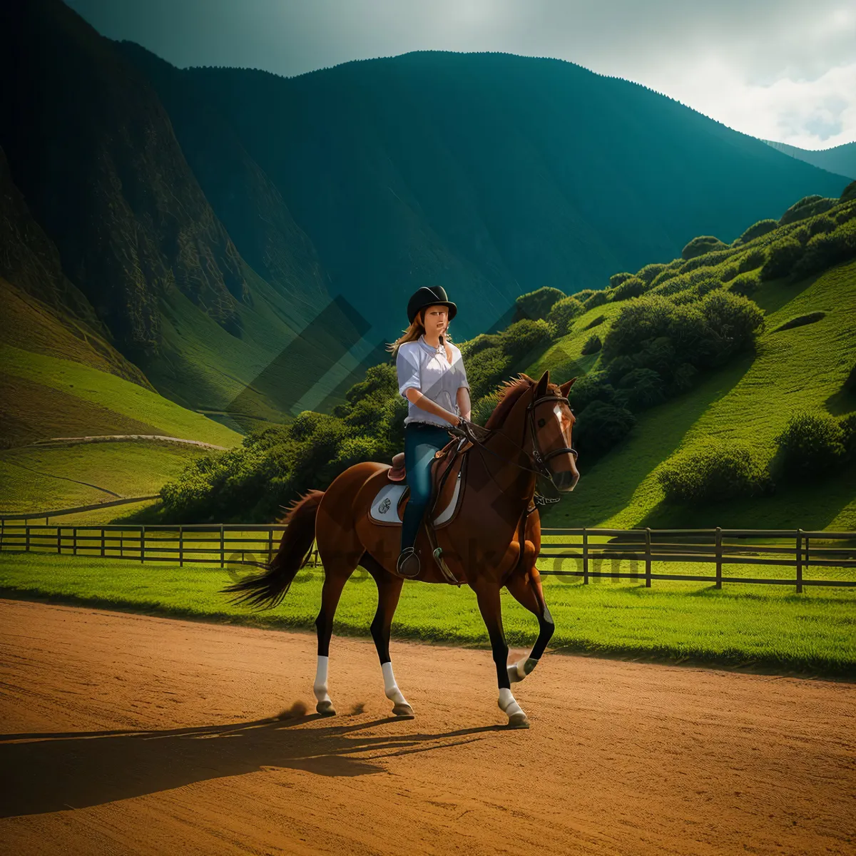 Picture of Thrilling Horseback Polo Match in Fields