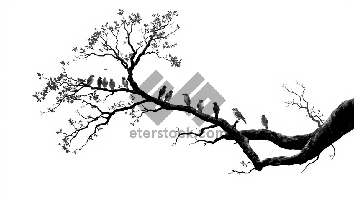 Picture of Silhouette of tree branches against the evening sky