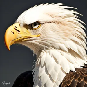 Close-up portrait of majestic Bald Eagle with piercing yellow eye.