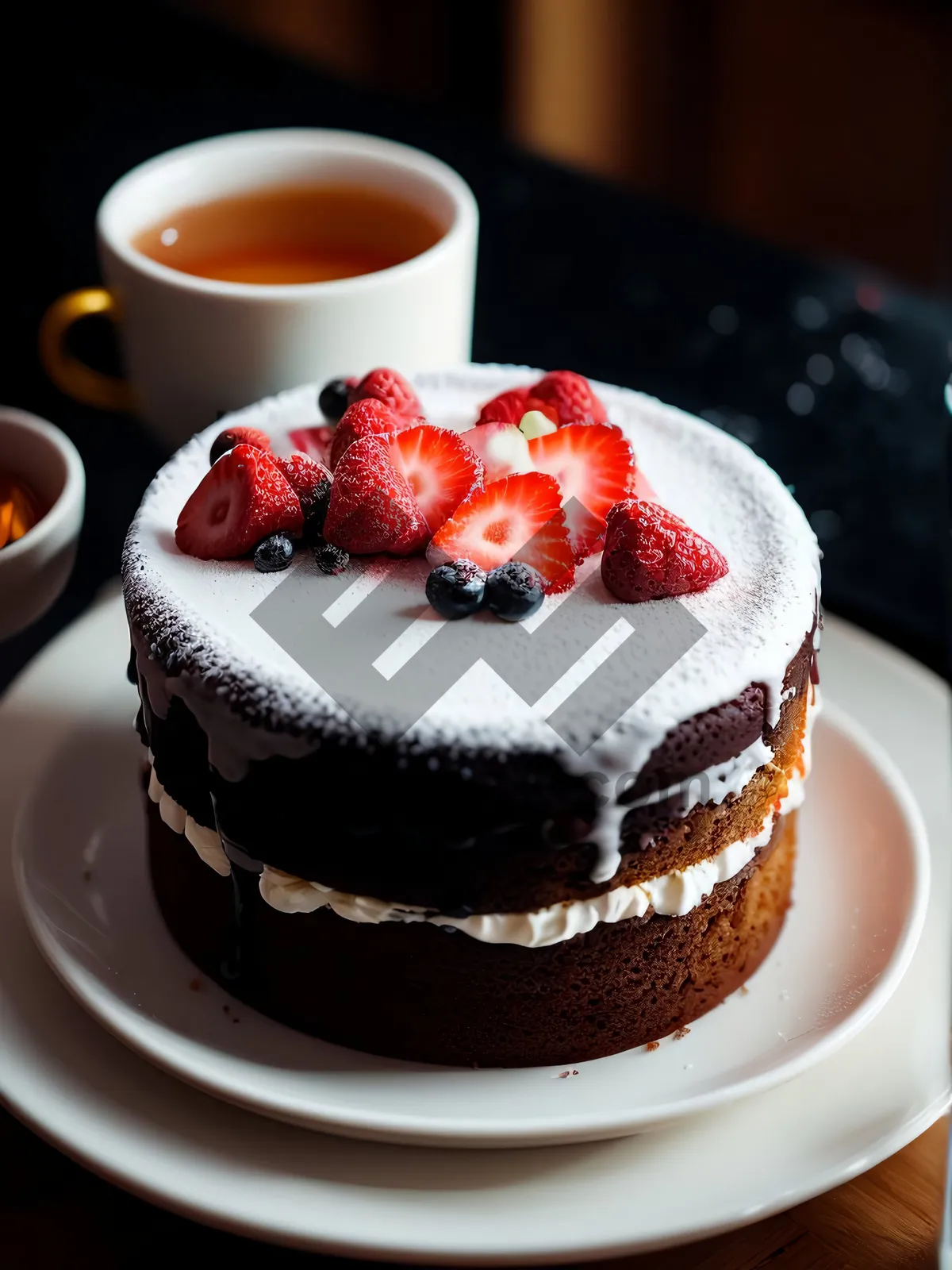 Picture of Delicious Strawberry Chocolate Cake with Cream