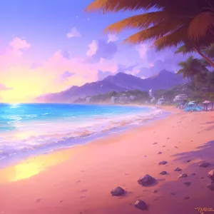Serenity at Dusk: Tranquil Beach Sunset