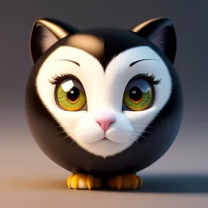 Cute Cartoon Kitty with Baby-Like Ears - Adorable Feline Character