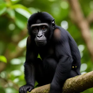 Wild Primate Swing in Natural Jungle Habitat