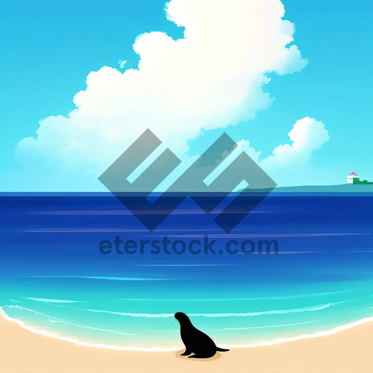 Picture of Sunny Seaside Bliss: A Tranquil Tropical Coastal Landscape