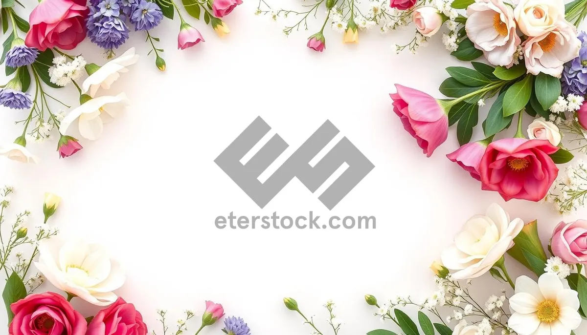 Picture of Floral Spring Wallpaper with Pink Blossom and Retro Border