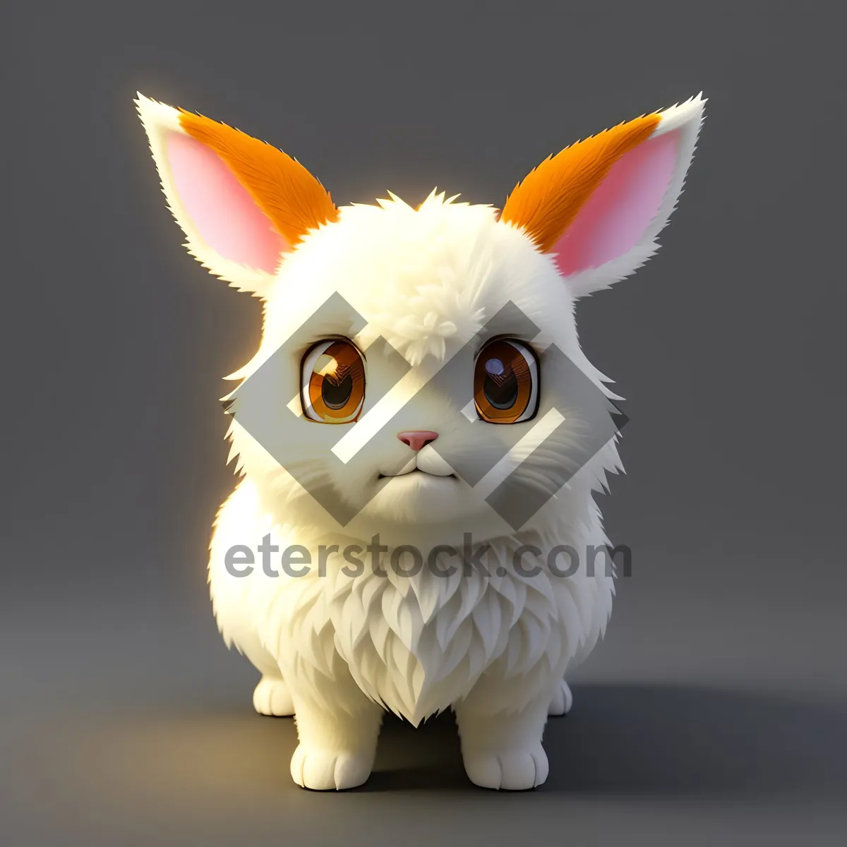 Picture of Fluffy White Bunny with Adorable Eyes