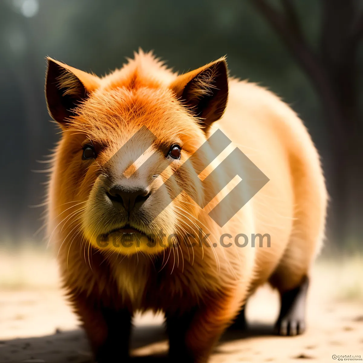 Picture of Adorable Baby Wild Boar Piglet in Brown Fur