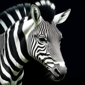 Striped Horse Grazing in Wild Reserve