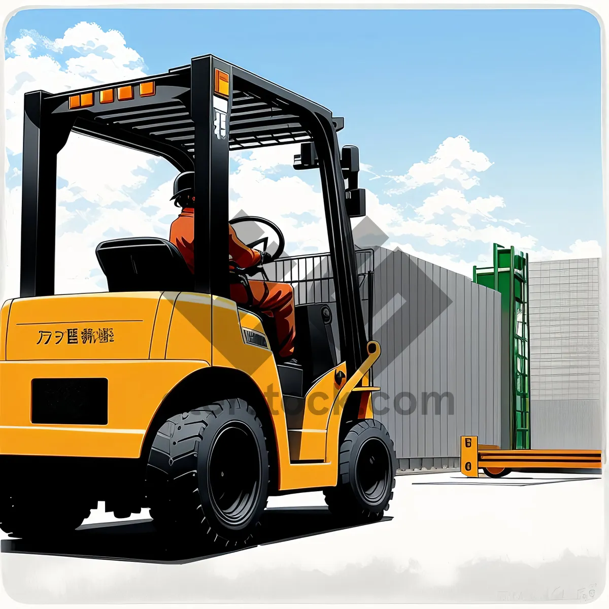 Picture of Yellow Heavy Machinery Truck Loading Cargo