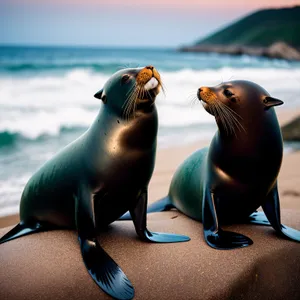 Playful Sea Lion enjoying the ocean waves