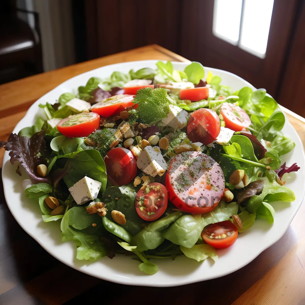 Picture of Delicious Gourmet Salad with Fresh Vegetables and Cheese