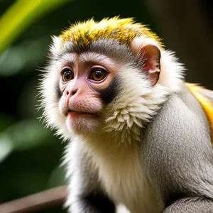Playful Macaque Monkey in Jungle Habitat