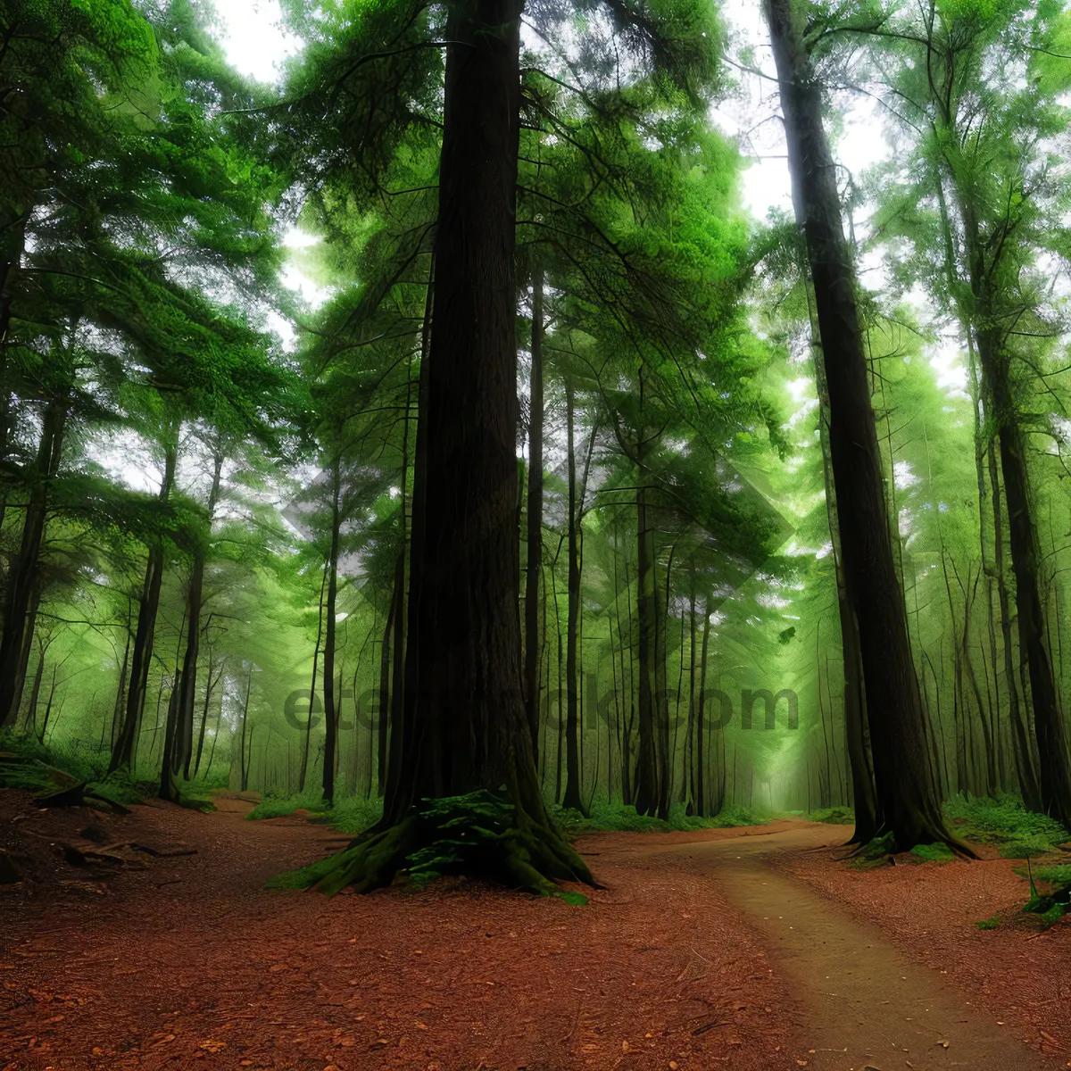 Picture of Sunlit Path through Summer Woods