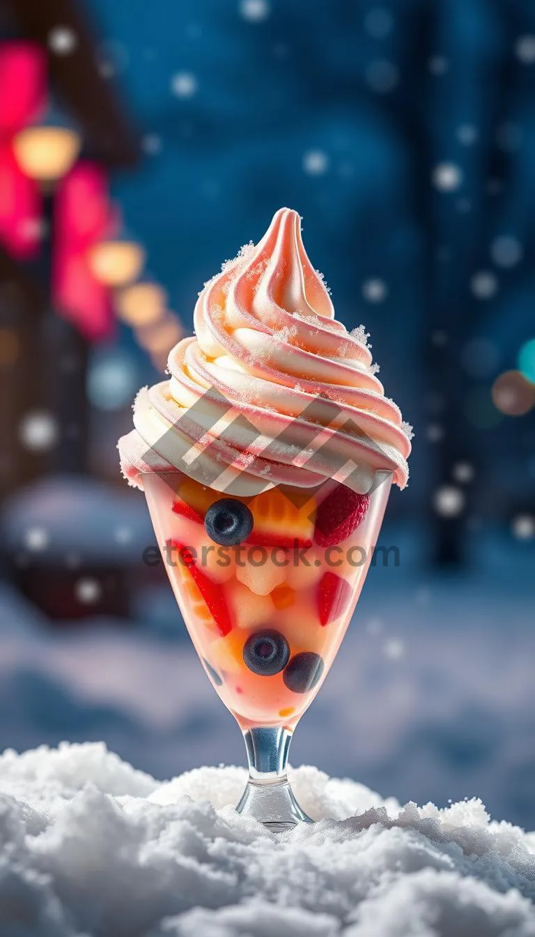 Picture of Delicious Berry Ice Cream Cone Treat