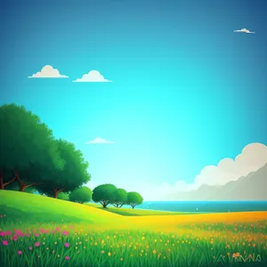 Vibrant Summer Meadow with Clear Blue Sky