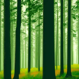 Mystic Woodscape: Serene Pathway Through Sunlit Forest