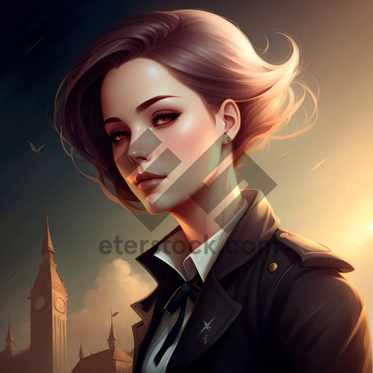Picture of Alluring secretary with captivating smile and elegant hairstyle