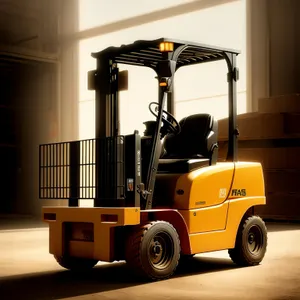 Industrial Cargo Forklift Truck in Warehouse