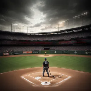 Ballplayer sliding into home plate on a baseball field.