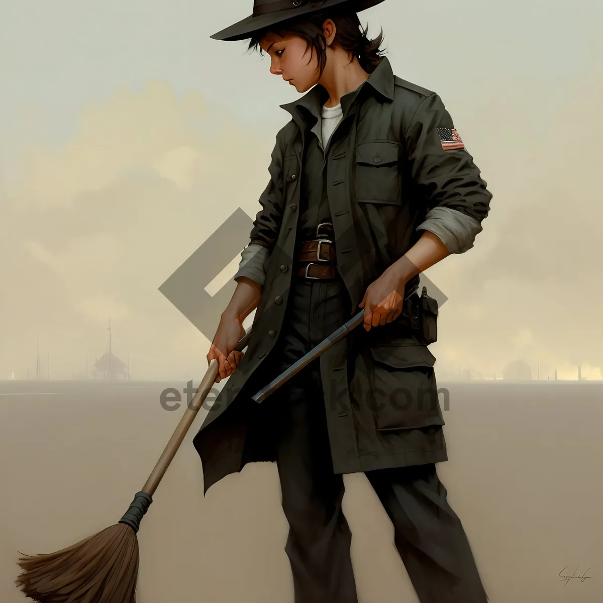 Picture of Male in Trench Coat and Military Hat