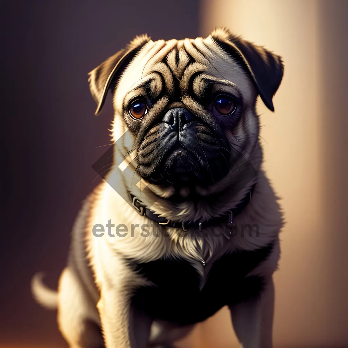 Picture of Adorable Wrinkly Pug Puppy Portrait
