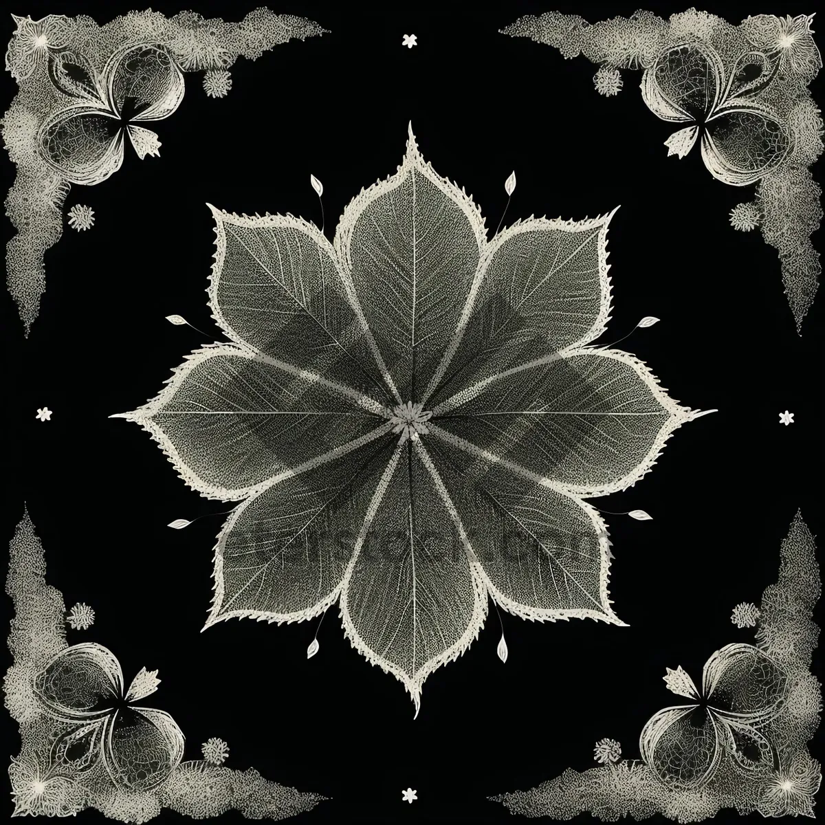 Picture of Symmetrical Damask Snowflake Pattern for Winter Wallpaper
