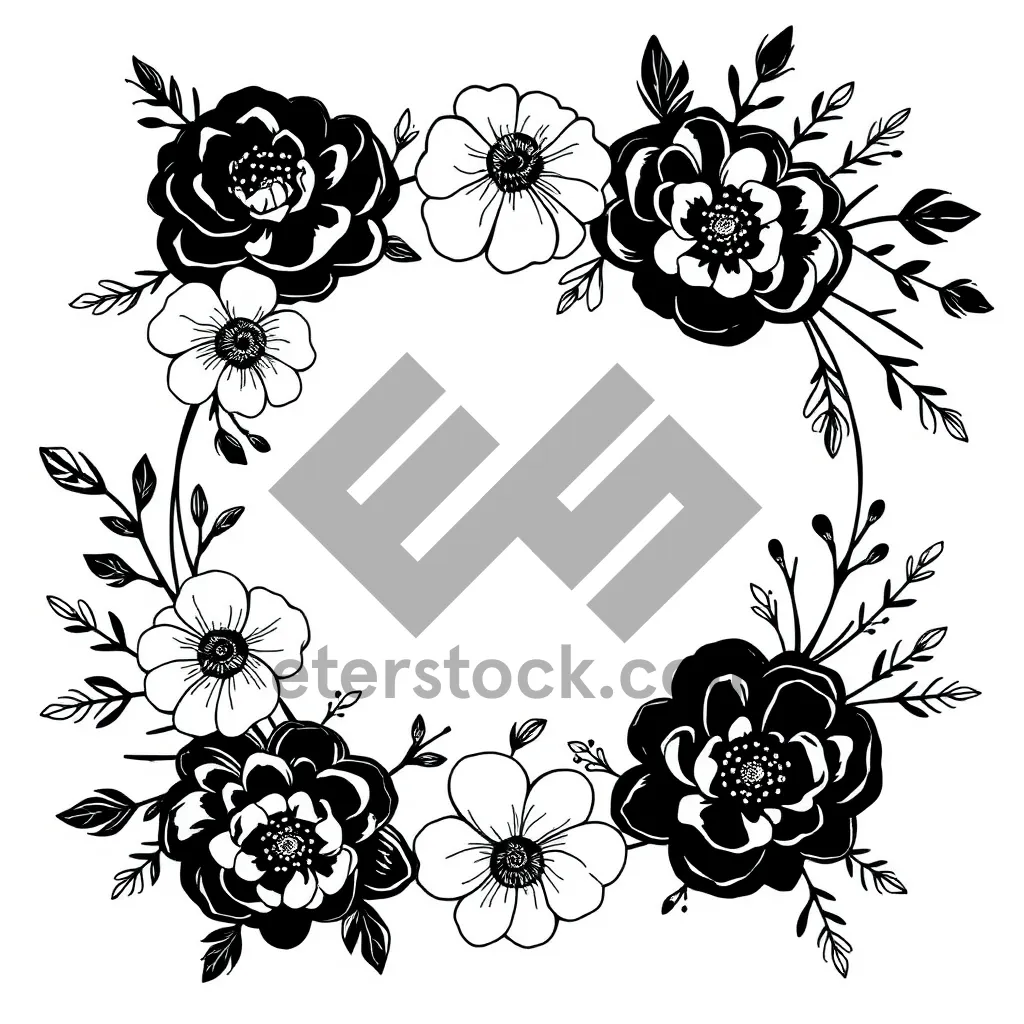 Picture of Floral Silhouette Artwork with Vintage Ornate Design