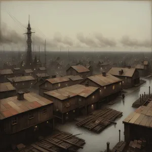 Urban Skyline Landing Craft in Sea City