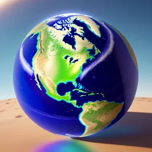 Global Earth Map: 3D Sphere depicting Continents and Oceans