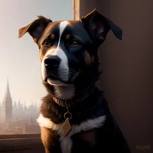 Adorable Border Collie Puppy Sitting in Studio