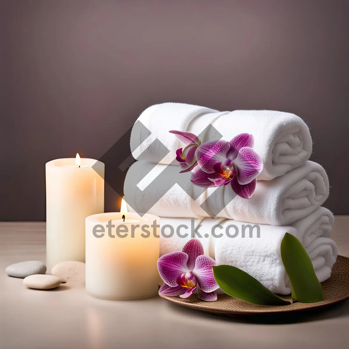 Picture of Pink Floral Table Decoration with Cup and Candle