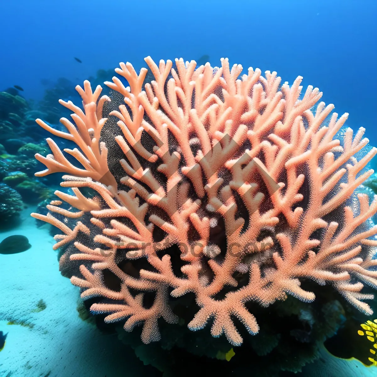 Picture of Colorful Tropical Reef with Diver and Anemone Fish