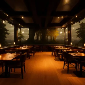 Modern restaurant interior design with empty dining chairs