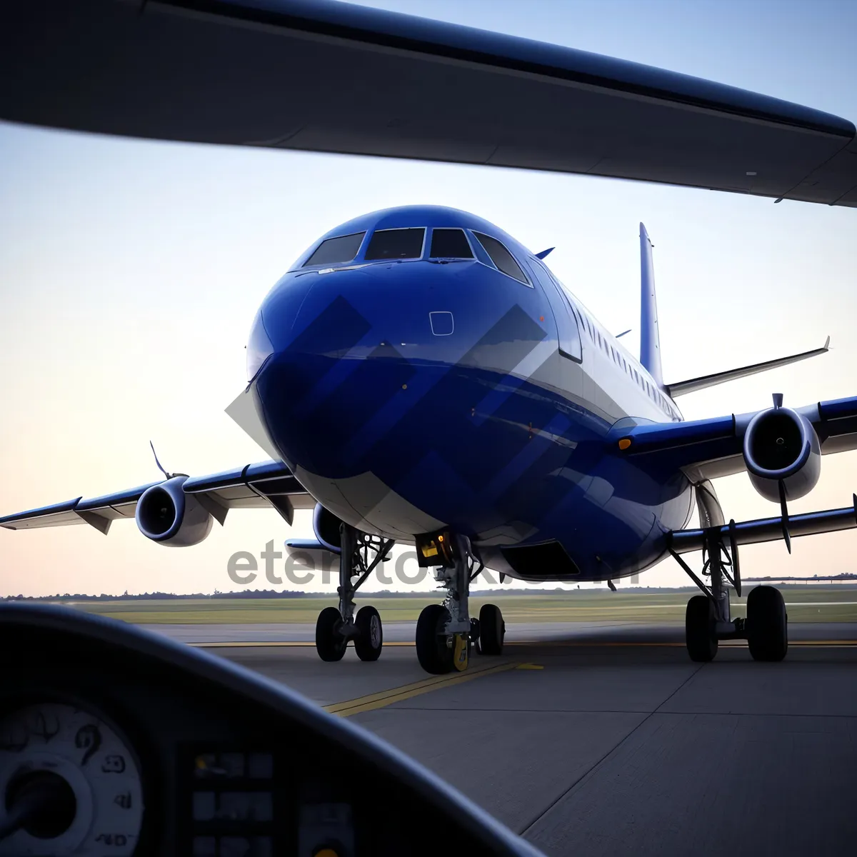 Picture of High-Flying Airliner at Busy Airport