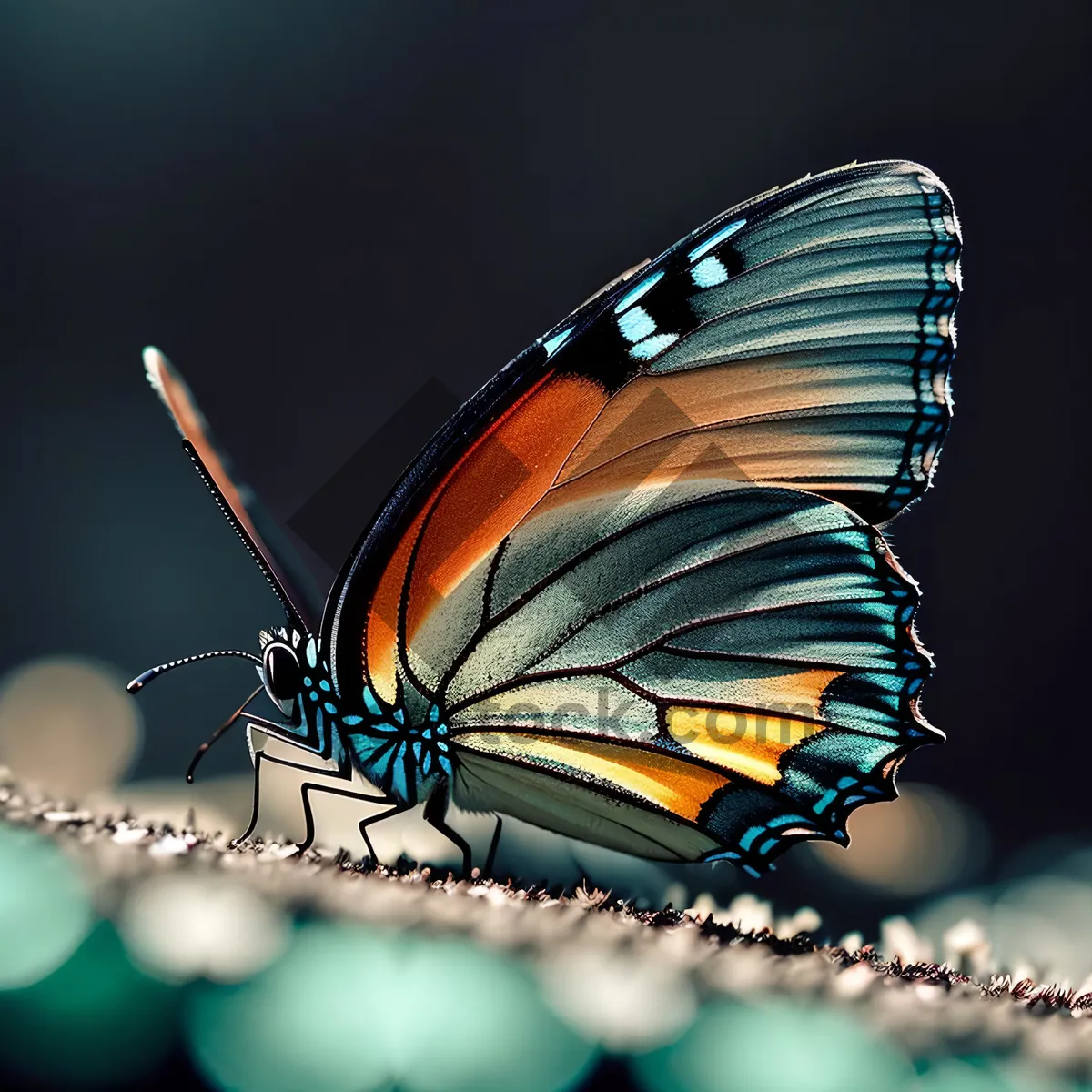 Picture of Vibrant Monarch Butterfly Sipping Nectar on Orange Blossom