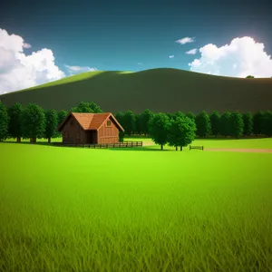 Serene Farmstead Under a Summer Sky