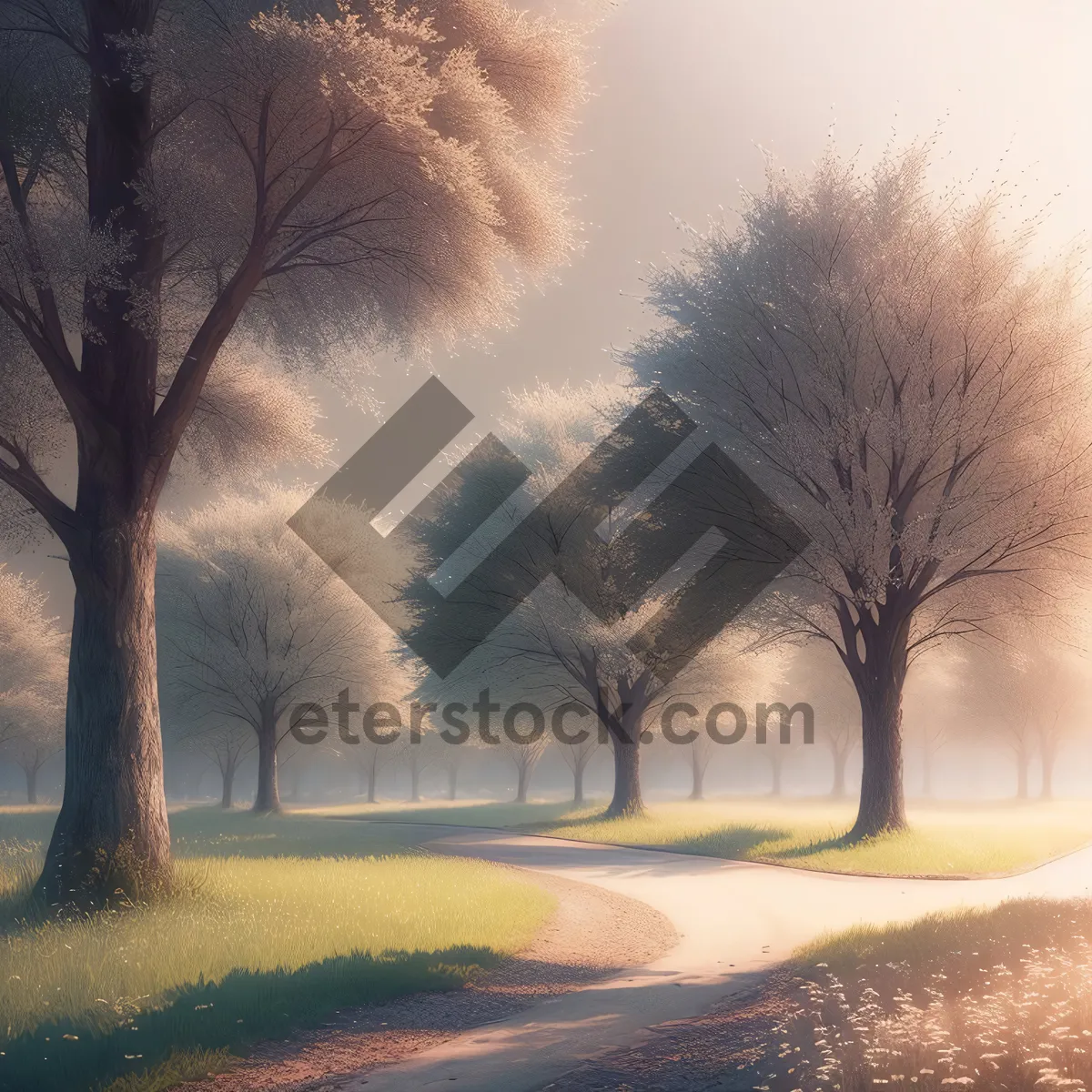 Picture of Winter Wonderland: Majestic Snow-Covered Trees in Rural Park