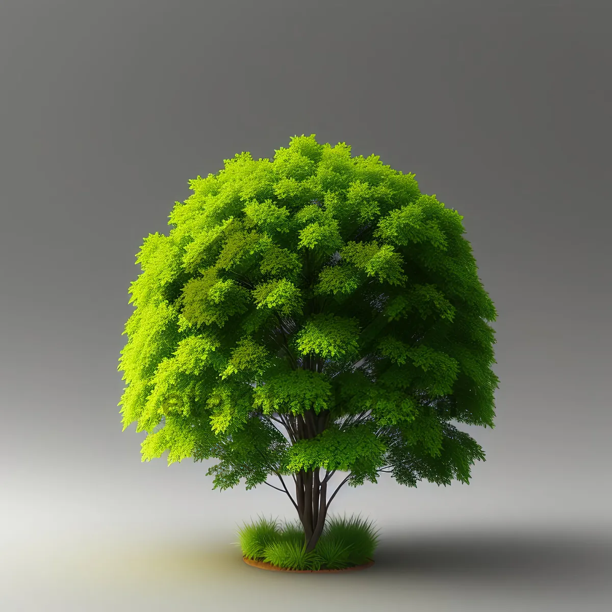 Picture of Fresh Organic Broccoli on Evergreen Tree Branch