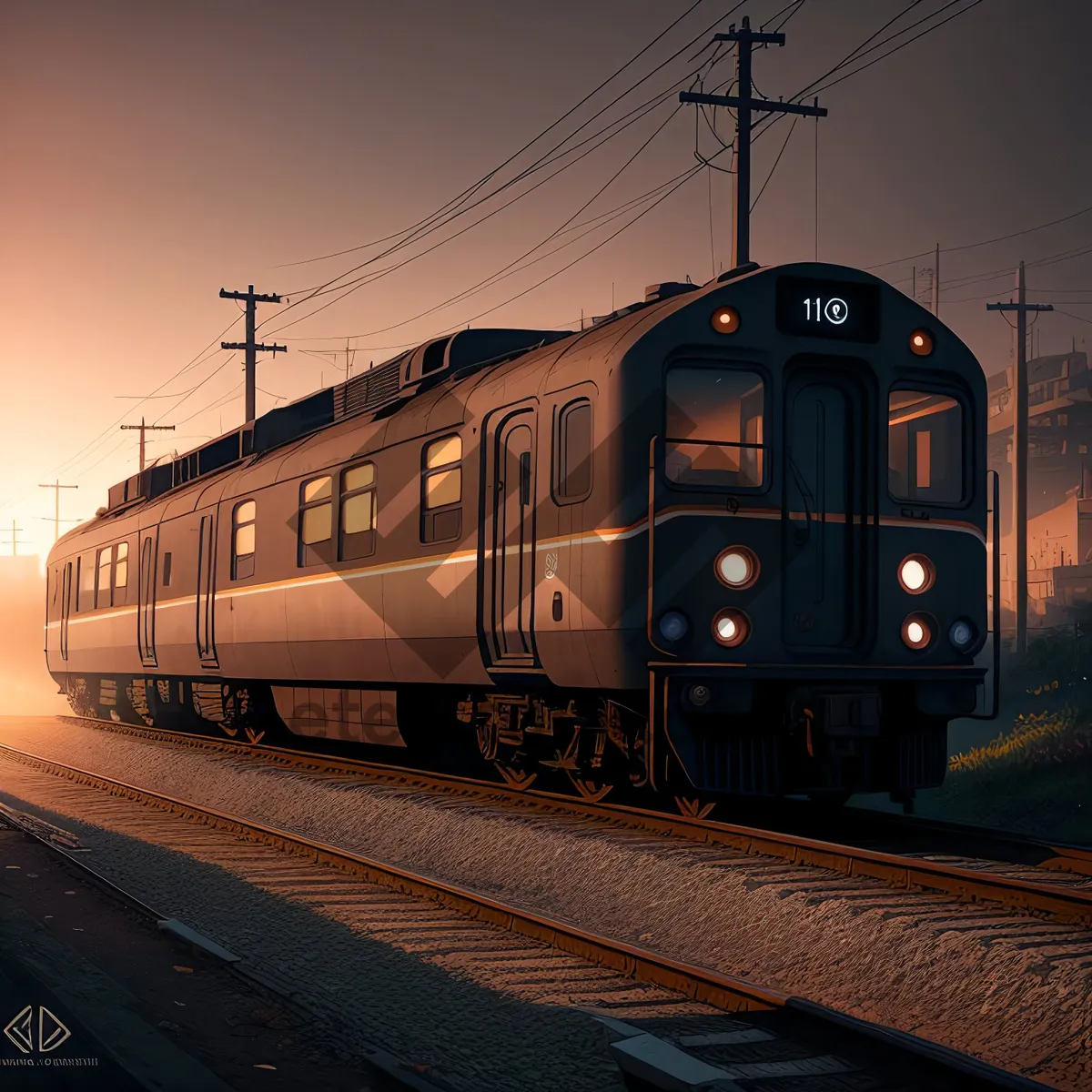 Picture of Vintage Electric Passenger Train at Railroad Station