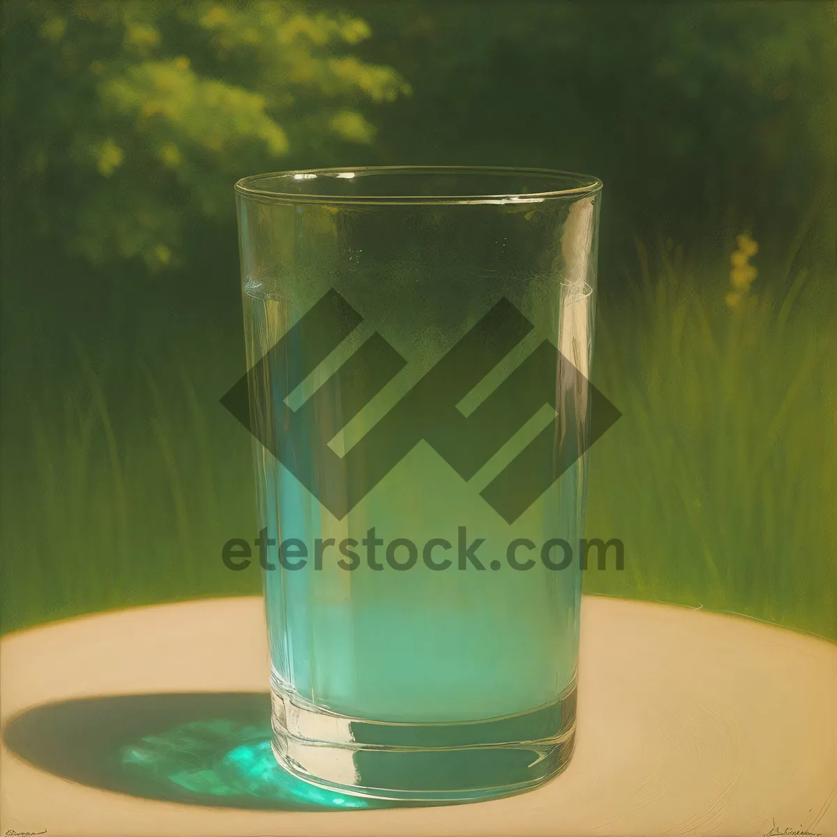 Picture of Refreshing Yellow Cocktail in Clear Glass Pitcher