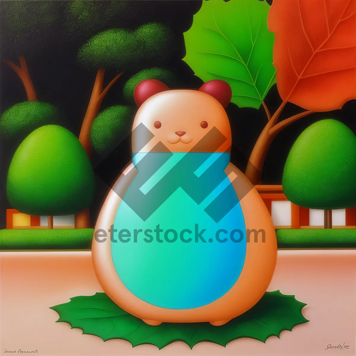 Picture of Festive Snowman Cartoon Art: Holiday Holly Decoration