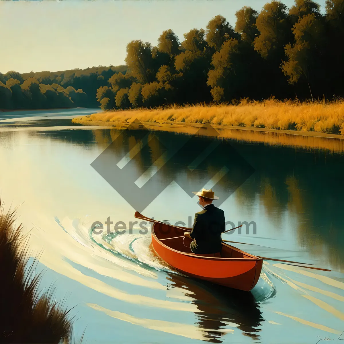 Picture of Tranquil Sunset Paddle on Calm Lake