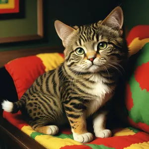 Adorable gray tabby kitten with whiskers and whisker