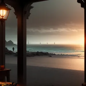 Serene Sunset Over Tropical Ocean Bay