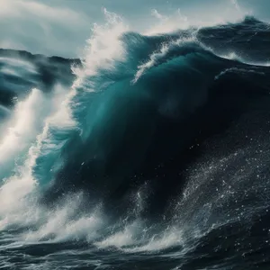 Ocean Waves Crashing on Rocky Shoreline