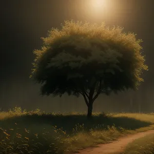Serene Sunset over Rural Landscape